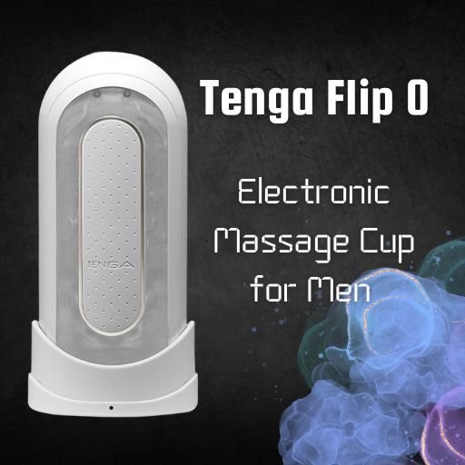 Tenga Flip 0 Electronic Massage Cup for Men, featuring a sleek white design with a transparent casing that highlights the internal texture. The image showcases its advanced electronic features, designed to provide a stimulating and pleasurable experience for men. Thrusting Machines